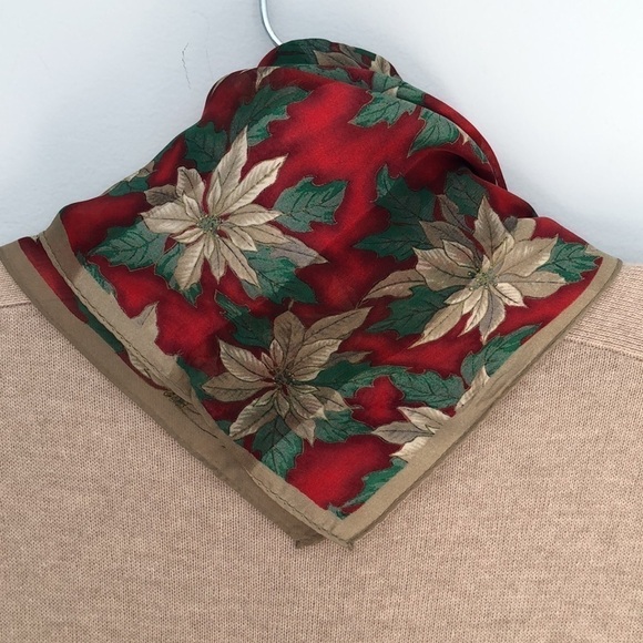 Banana republic mock turtleneck wool blend oatmeal color small and festive scarf - Picture 4 of 11